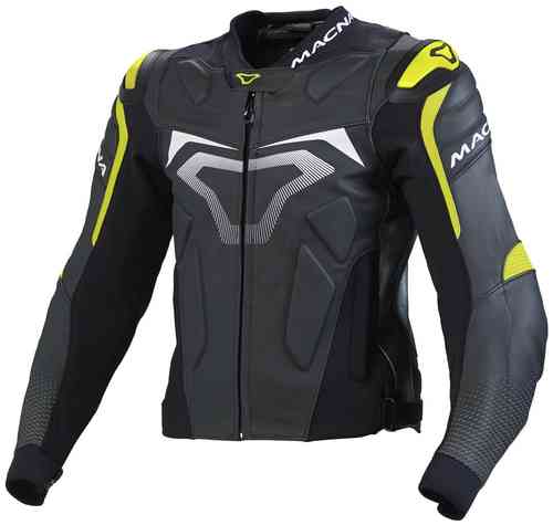 Macna Voltage Chaqueta de cuero moto Negro Amarillo 58