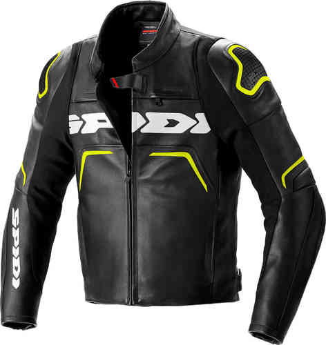 Spidi Evorider 2 Chaqueta de cuero de motocicleta Negro Amarillo 58