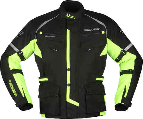 Modeka Tourex II Chaqueta textil de motocicleta Negro Amarillo 4XL