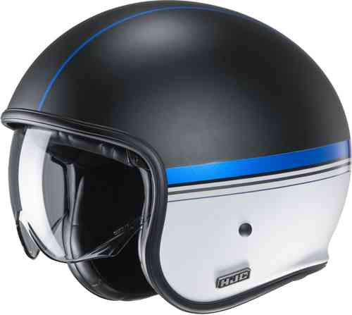 HJC V30 Equinox Casco Jet Negro Blanco Azul L