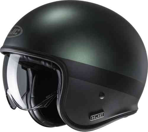 HJC V30 Perot Casco Jet Negro Verde M