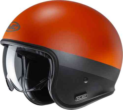 HJC V30 Perot Casco Jet Negro Naranja XS