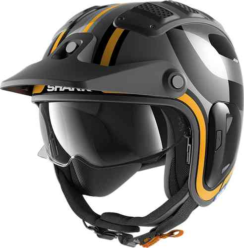 Shark X-Drak 2 Thrust R Casco Jet Negro Amarillo XL