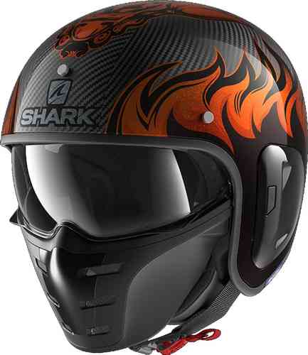 Shark S-Drak 2 Dagon Carbon Jet Helmet Casco Jet Negro Naranja XS