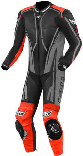 Berik Adria-X Traje de cuero de una pieza de la motocicleta Negro Gris Rojo 56