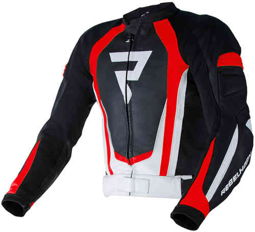 Rebelhorn Piston II Pro Chaqueta de cuero de motocicleta Negro Blanco Rojo 48