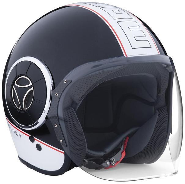 MOMO Mangusta Jet Helmet Czarny/Czerwony Logo Czarny