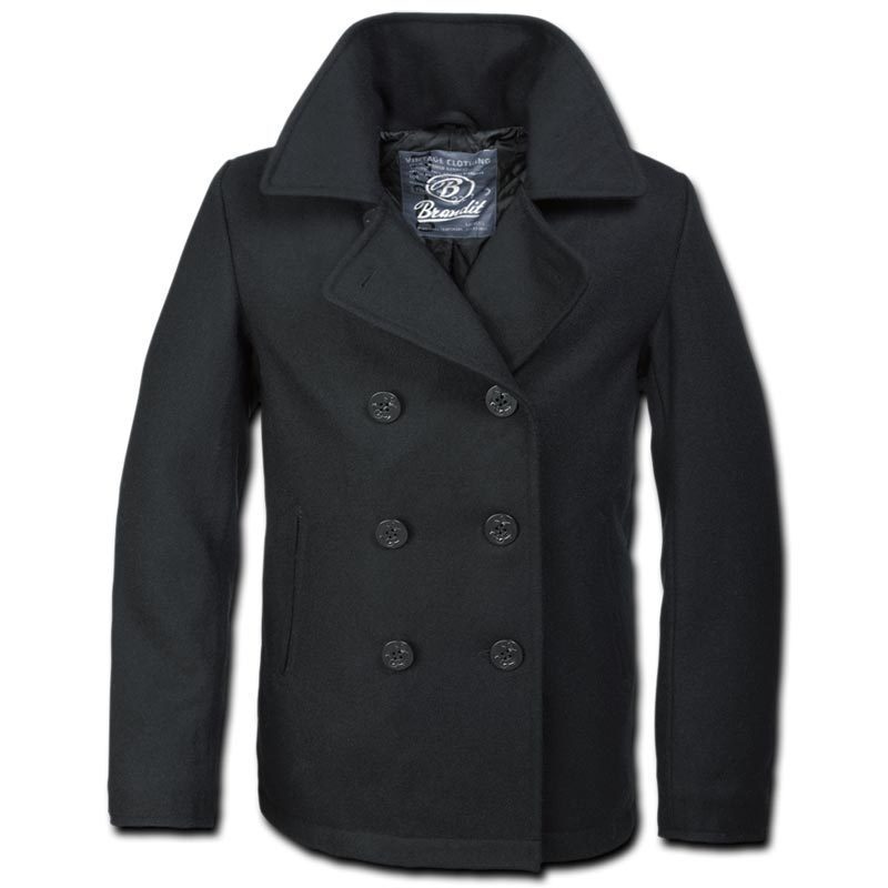 Brandit Pea Coat Jacke, schwarz, Größe XL