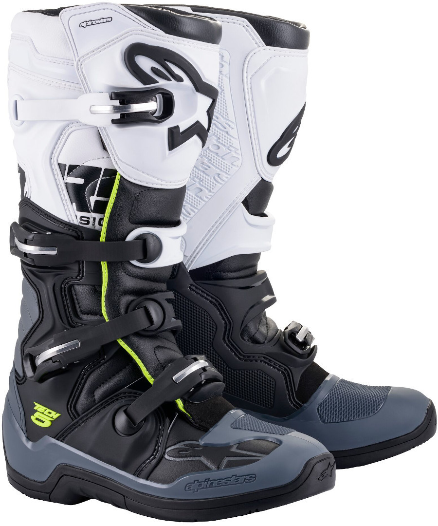 Alpinestars Tech 5 Motocross Stiefel, schwarz-grau-weiss, Größe 45 46