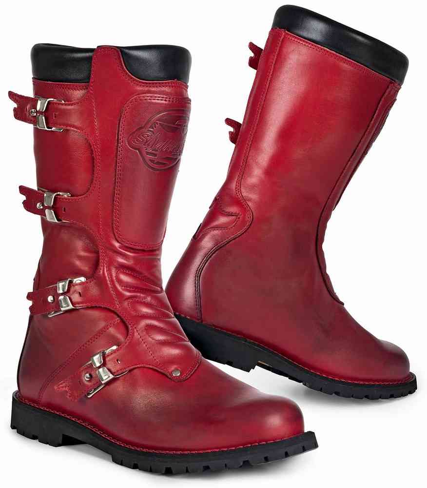 red motorcycle boots