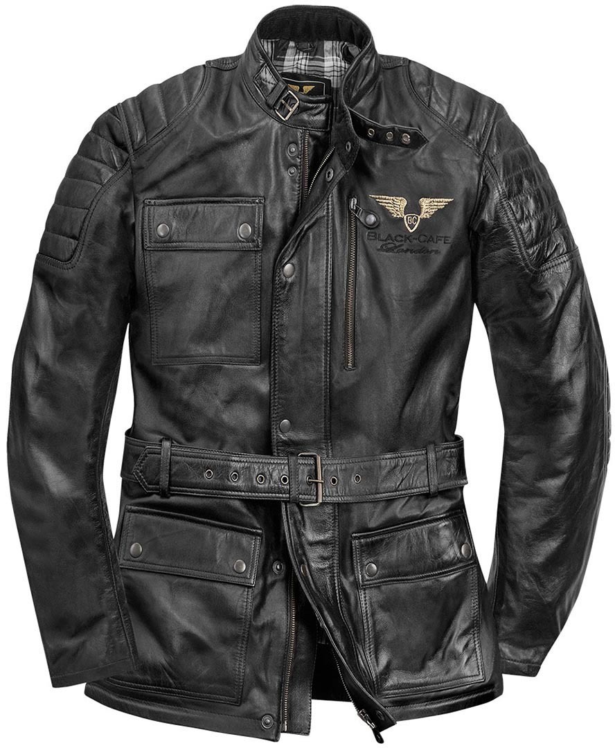 Black-Cafe London Kerman Motorcycle Leather Jacket - buy cheap FC-Moto