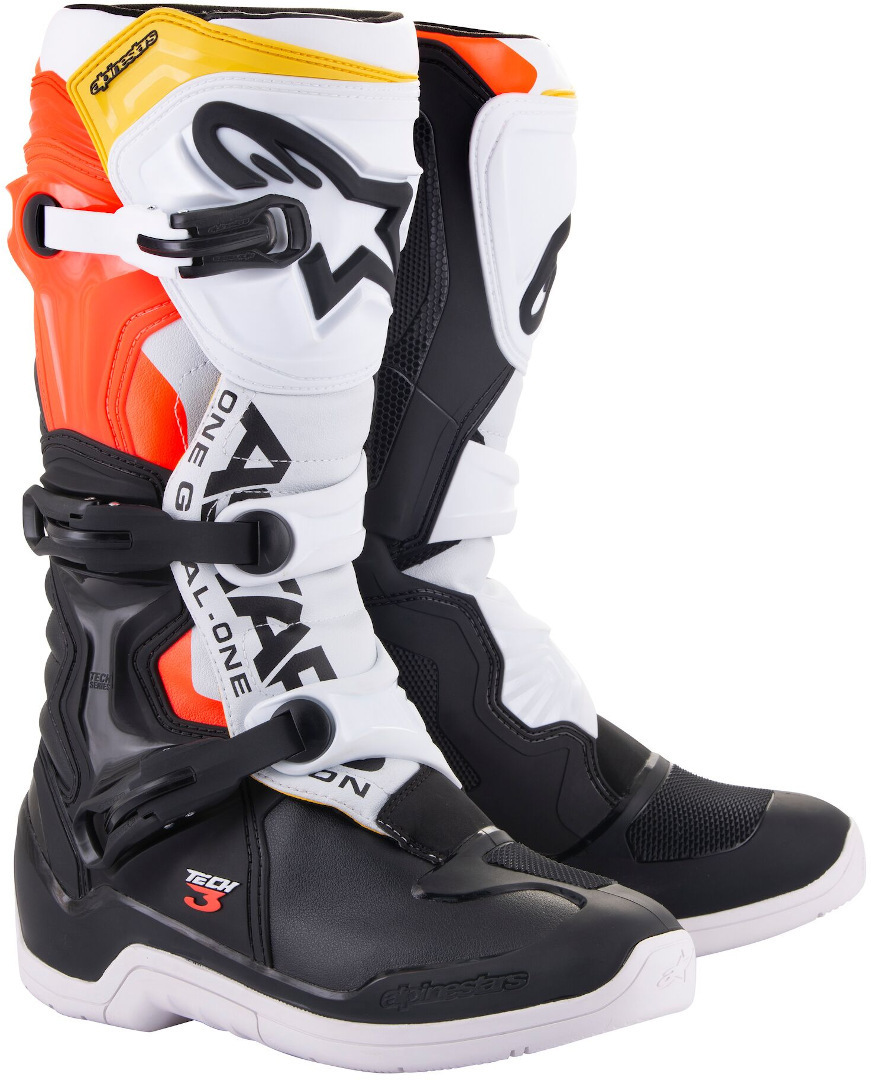 Alpinestars Tech 3 Motocross Boots, black-white-red, Size 42, 42 Black White Red unisex