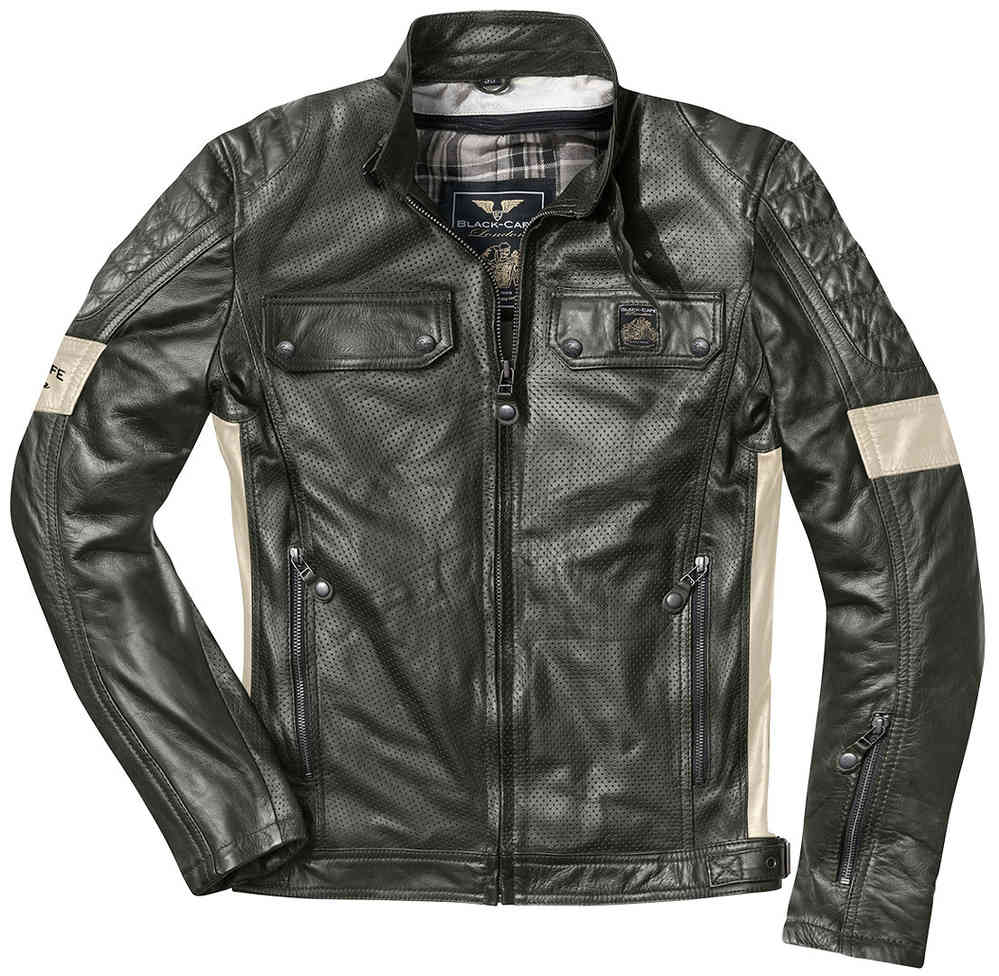 Black-Cafe London Brooklyn Motorcycle Leather Jacket - buy cheap FC-Moto