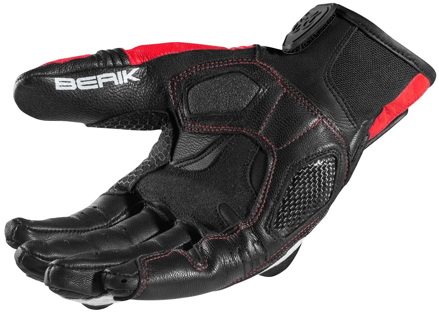 Photos - Motorcycle Gloves Berik Namib , black-white-red, Size S for Men 