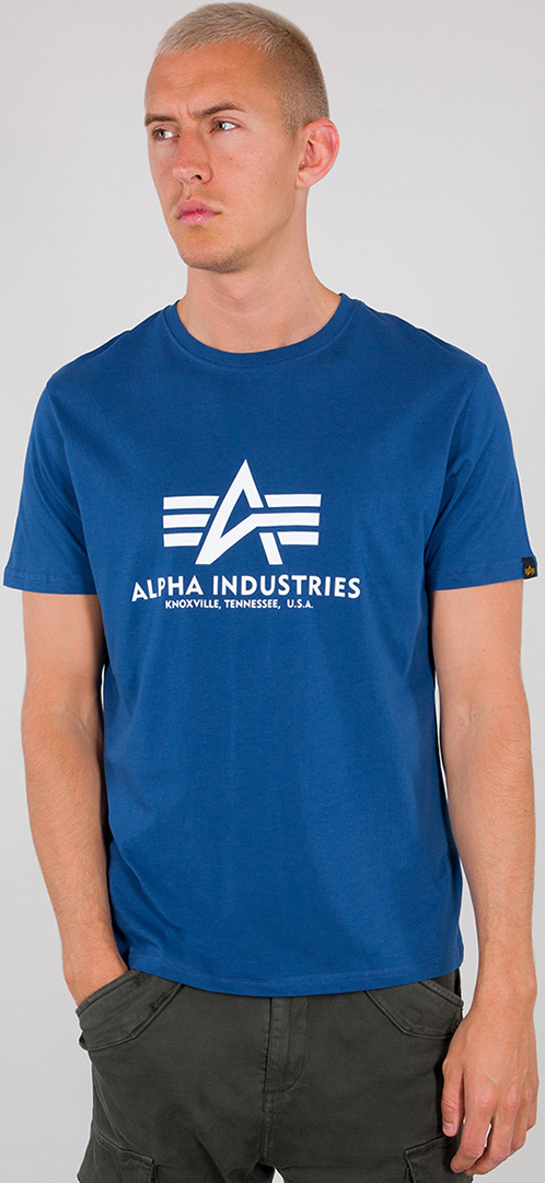 Alpha Industries Basic T-Shirt, vit-blå, storlek XS