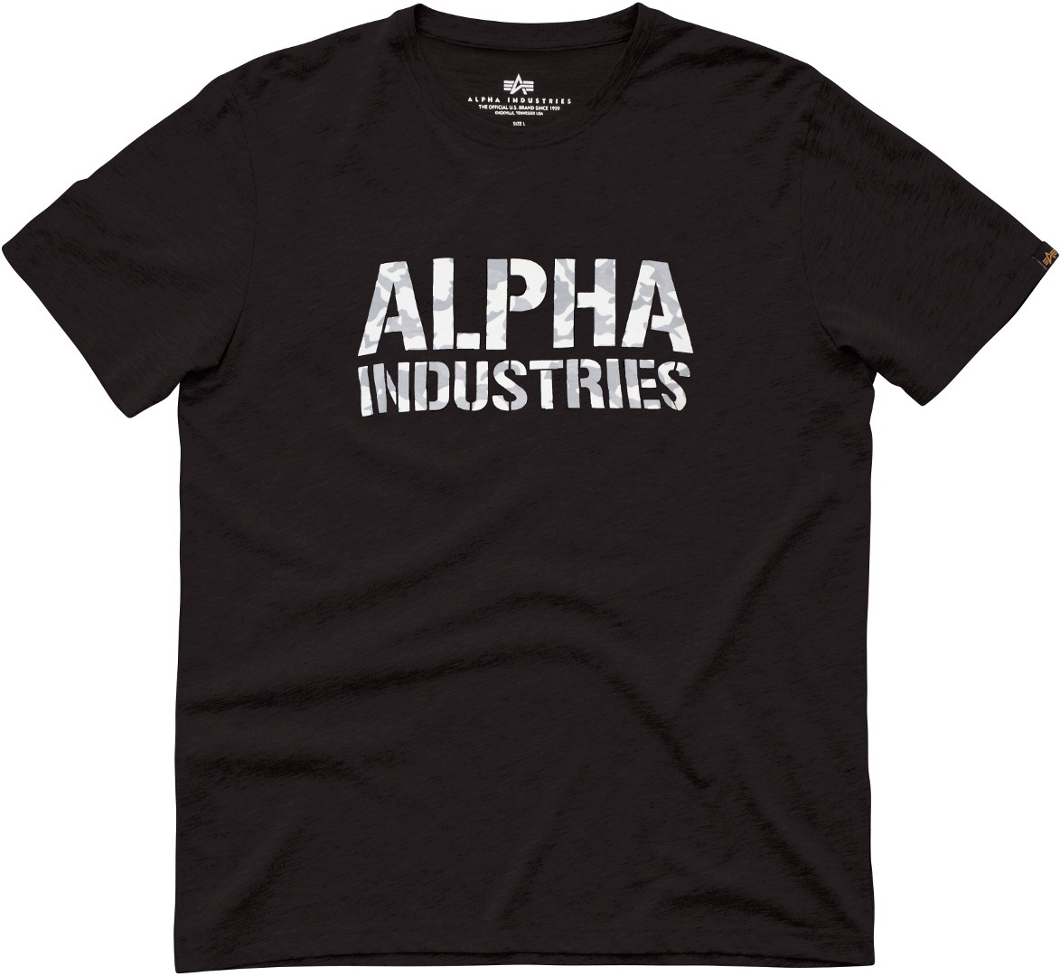 Alpha Industries Camo Print T-Shirt, schwarz-weiss, Größe S für Männer