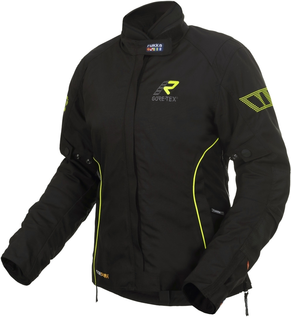 Rukka Hermia Gore-Tex Dames Motorfiets Textiel Jas, zwart-geel, afmeting 44 voor vrouw