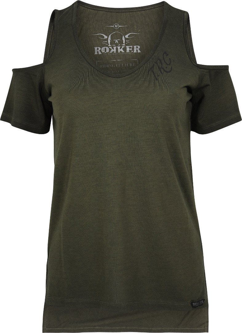 Rokker TRC Shoulderfree Dames T-shirt, groen, afmeting S voor vrouw