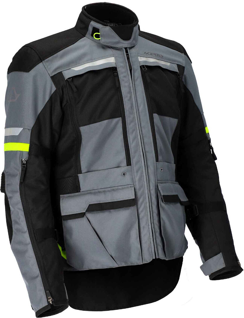 Acerbis X-Tour Motorcycle Textile Jacket, grey-yellow, Size S, grey-yellow, Size S