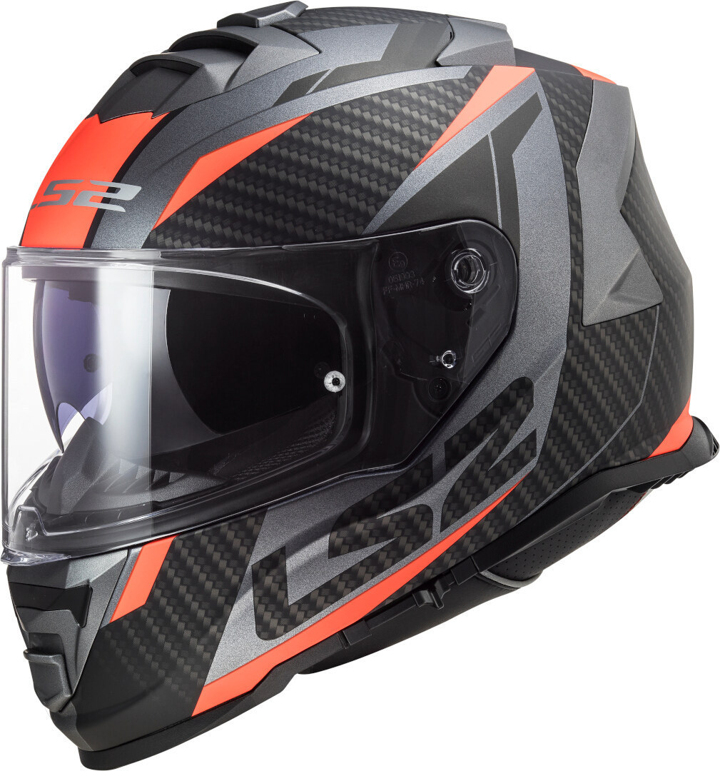 LS2 FF800 Storm Racer Helm, schwarz-orange, Größe XS