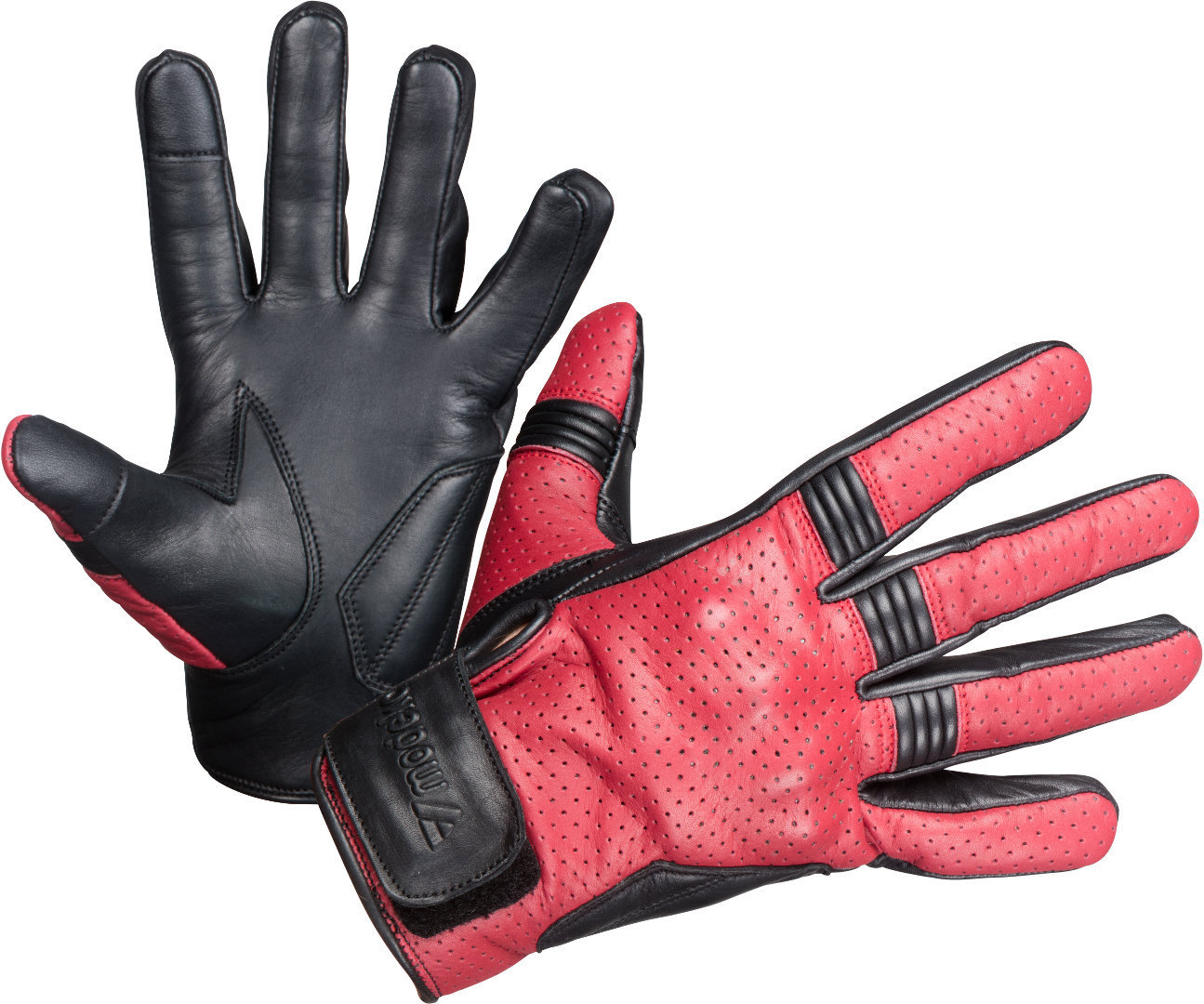 Modeka Hot Two Ladies Motorcycle Gloves, black-red, Size L for Women, black-red, Size L for Women