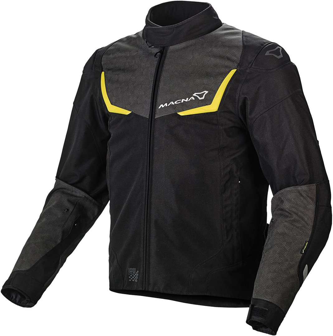 Macna Durago NightEye Motorcycle Textile Jacket, black-grey, Size M, black-grey, Size M