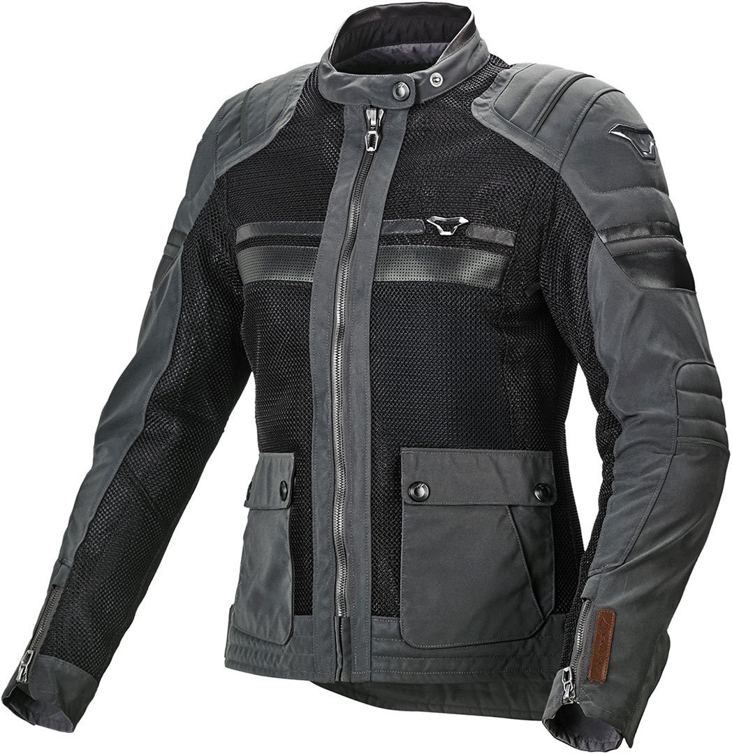 Macna Fluent NightEye Ladies Motorcycle Textile Jacket, black-grey, Size XS for Women, black-grey, Size XS for Women