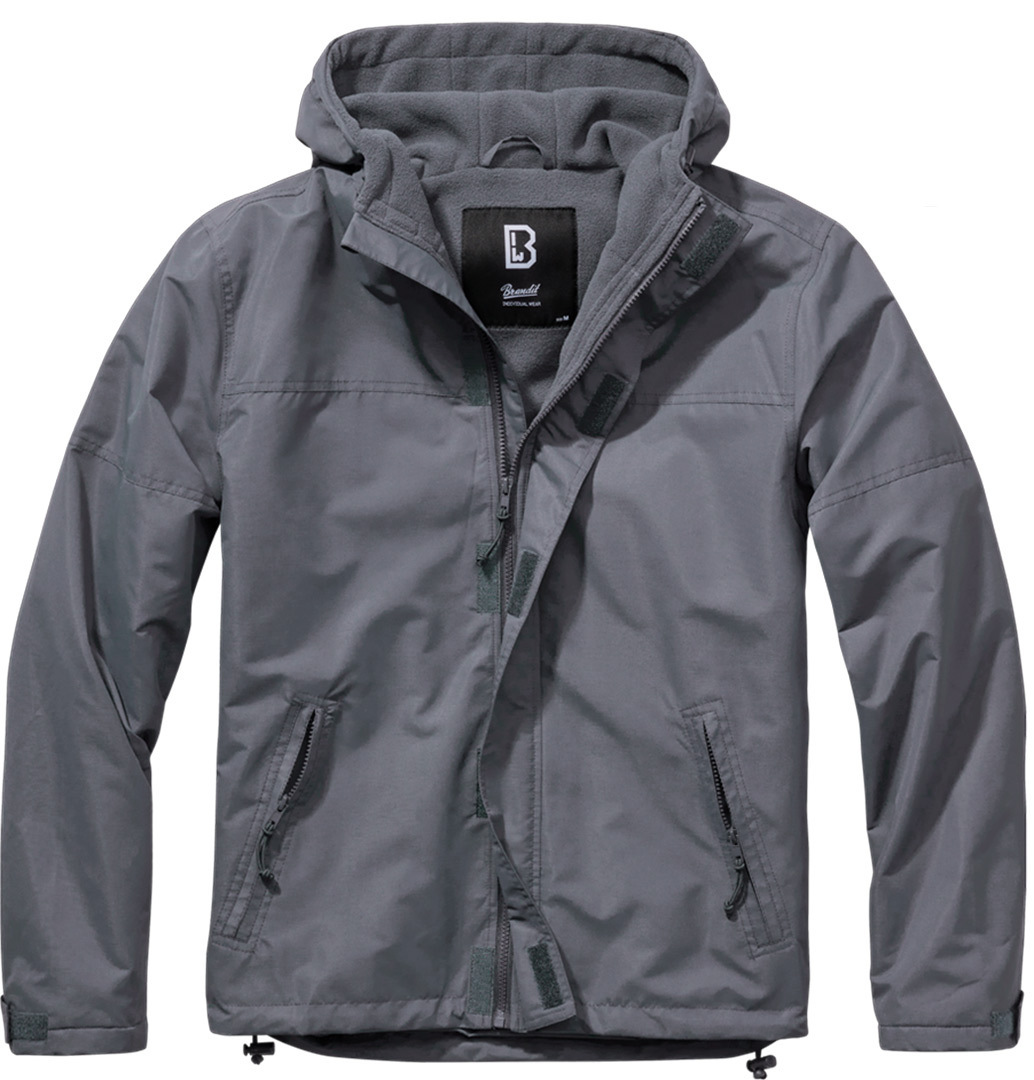 Brandit Windbreaker Frontzip Jacke, schwarz-grau, Größe L für Männer