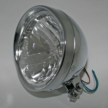 SHIN YO 6 1/2 Cruiser chrome headlight with shade, silver, silver