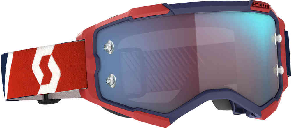 Scott Fury 紅色/藍色摩托車護目鏡。