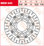 TRW Lucas Brake disc MSW240, drijvend