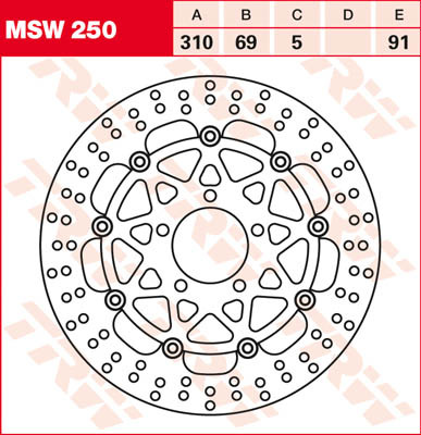 TRW Lucas Brake disc MSW250, drijvend