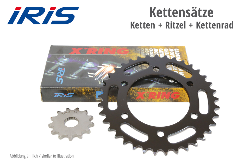 IRIS Kette & ESJOT Räder XR chain set GPZ 550 Unitrak 84-86, black, black
