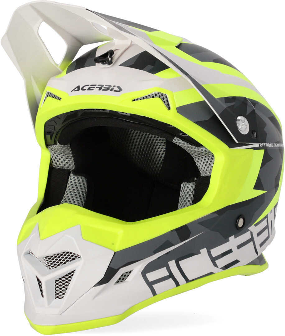 Acerbis Profile 4 Motocross hjelm, hvid-gul, størrelse S