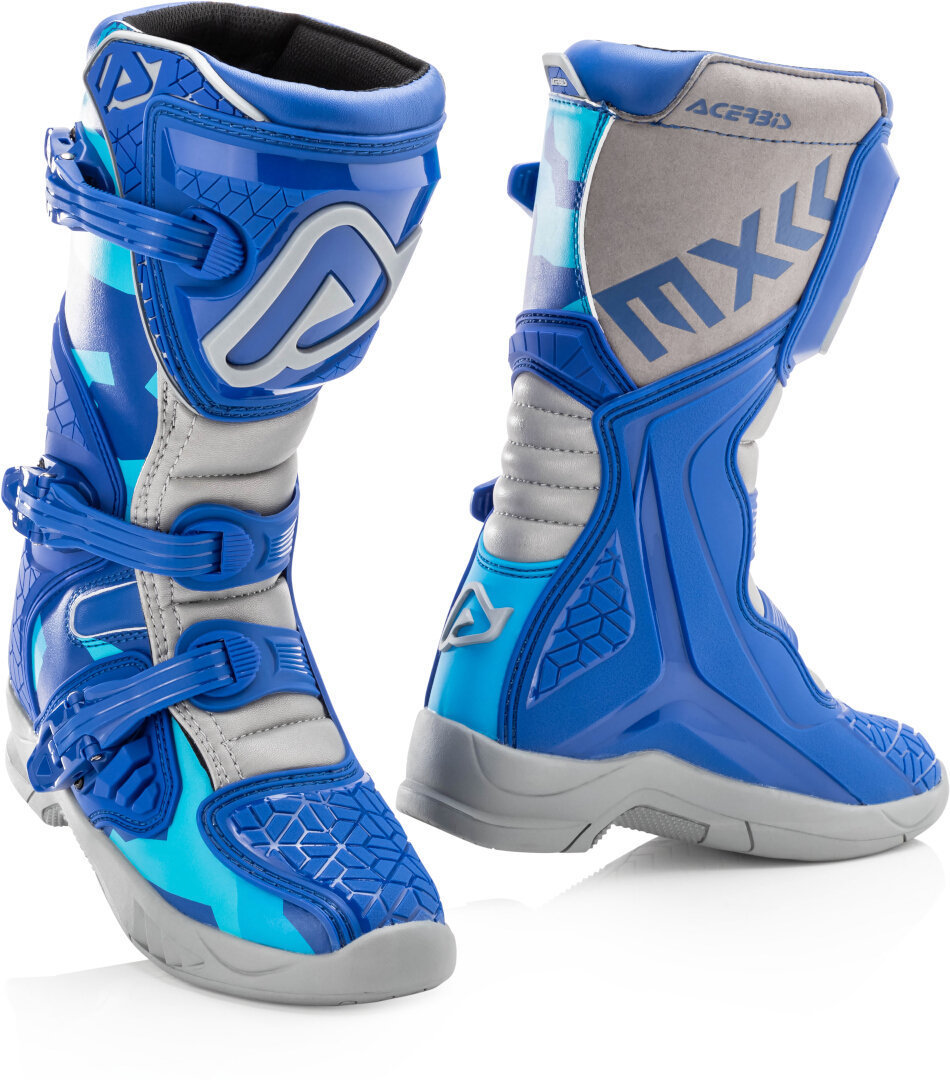 Image of Acerbis X-Team Stivali motocross per bambini, grigio-blu, dimensione 37