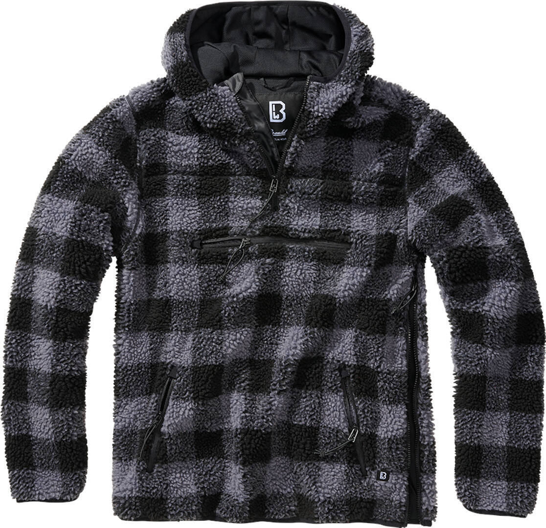 Brandit Teddyfleece Worker Pullover, schwarz-grau, Größe S