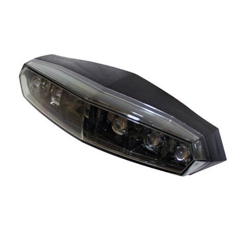 KOSO Mini luz trasera LED, vidrio teñido, con perno de fijación M5, E-gepr.
