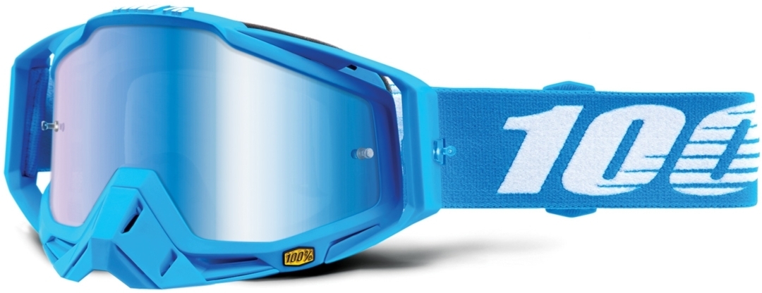 100% Racecraft Extra Monoblock Motocross Goggles, white-blue, white-blue, Size One Size