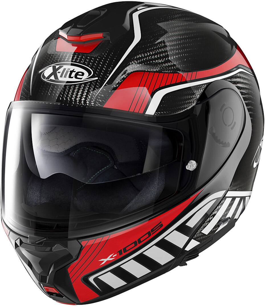 X-Lite X-1005 Ultra Carbon Cheyenne N-Com Helmet, black-white-red, Size XS, XS Black White Red unisex