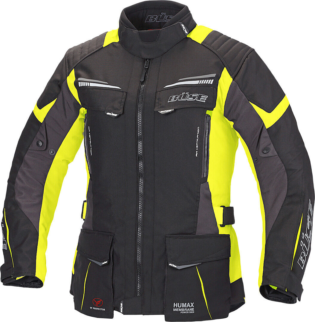 Büse Lago Pro Damen Motorrad Textiljacke, schwarz-gelb, Größe 40