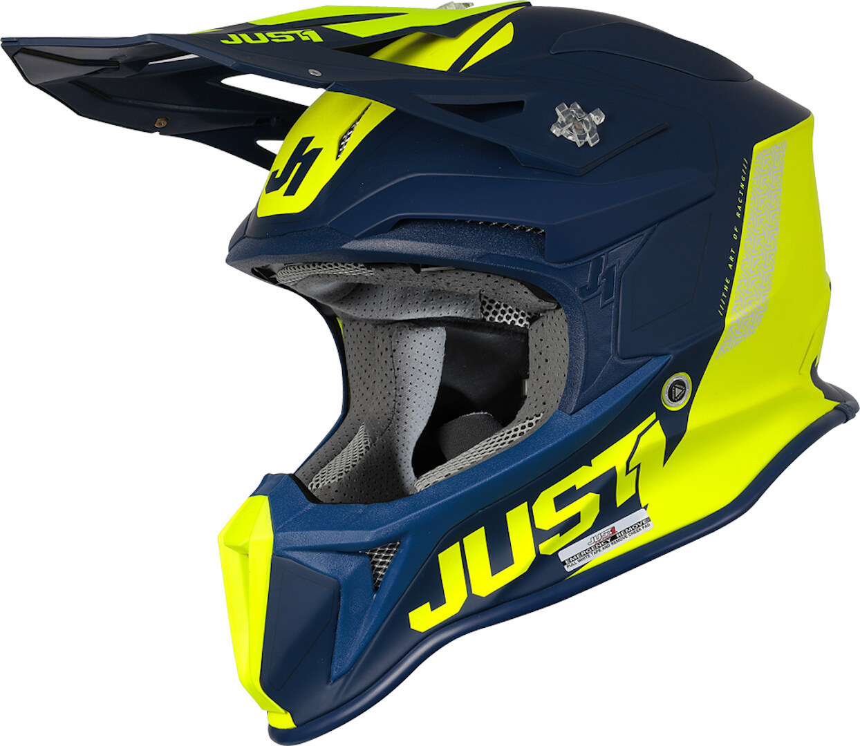 Just1 J18 Pulsar MIPS Motocross Helm, blau-gelb, Größe M