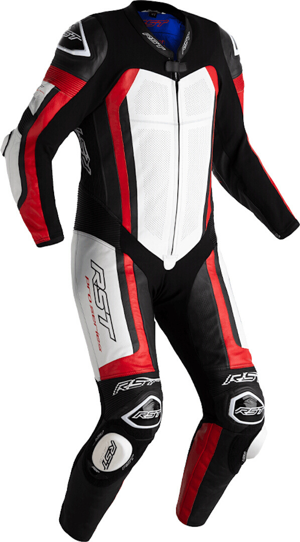 RST Pro Series Airbag One Piece Motorcycle Leather Suit, black-white-red, Size L, black-white-red, Size L