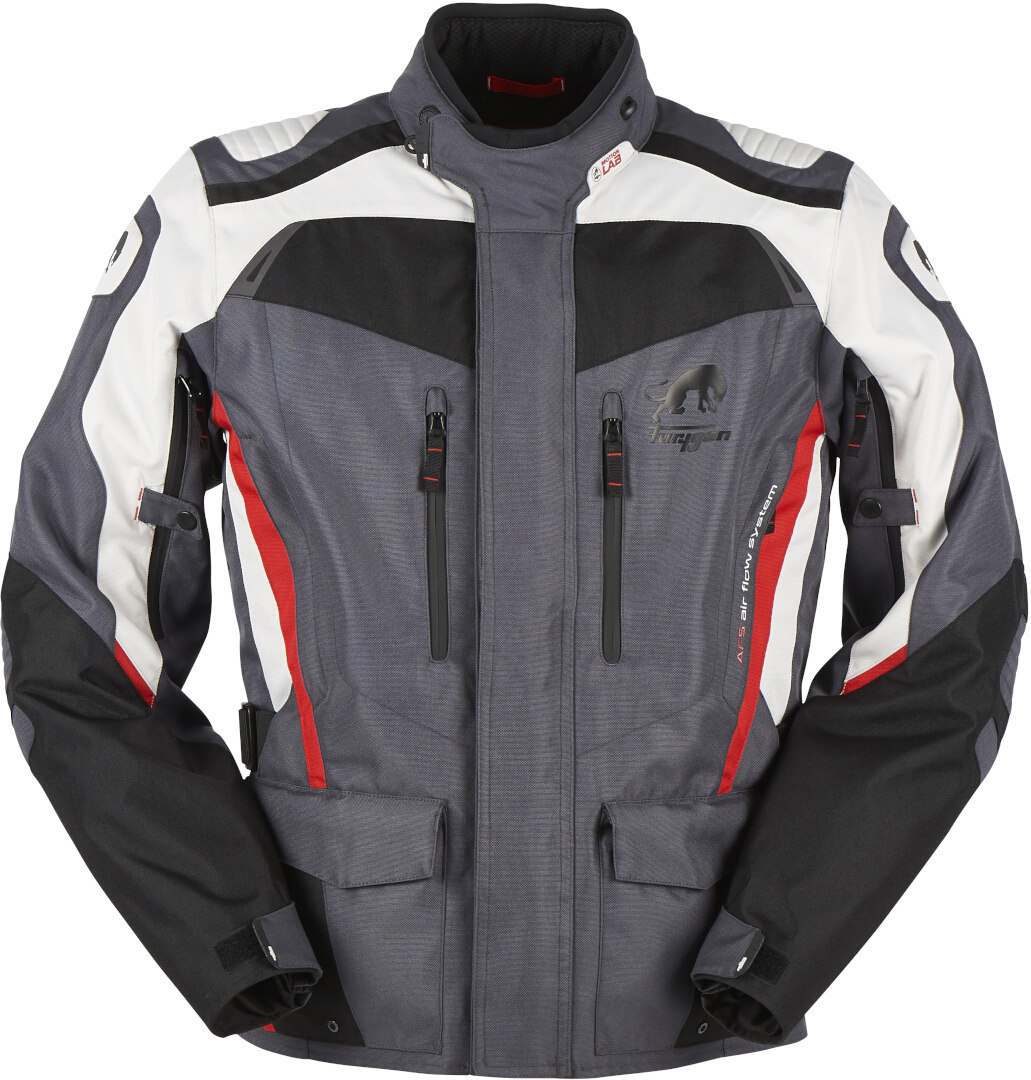 Furygan Apalaches Motorrad Textiljacke, schwarz-grau-rot, Größe M