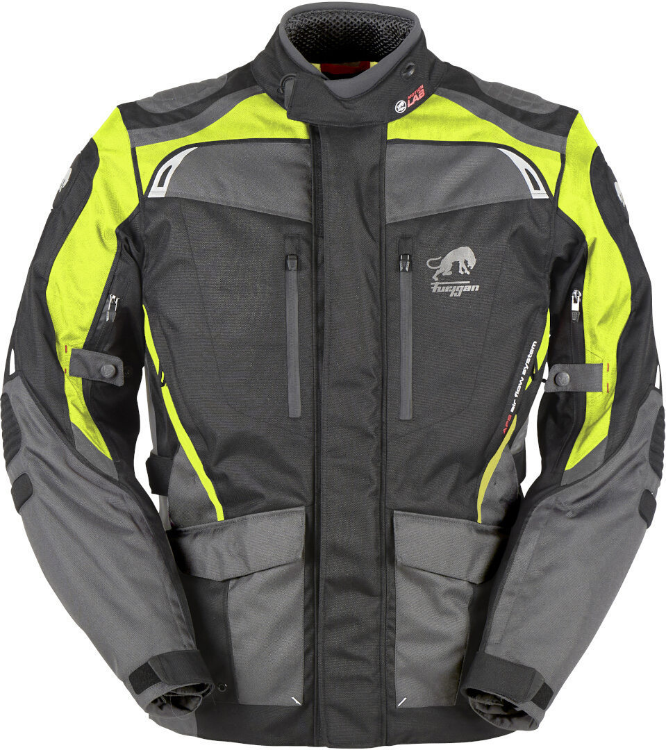 Furygan Apalaches Motorrad Textiljacke, schwarz-grau-gelb, Größe L