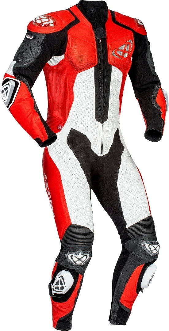 Ixon Vendetta Evo 1-Teiler Motorrad Lederkombi, schwarz-weiss-rot, Größe XL, schwarz-weiss-rot, Größe XL