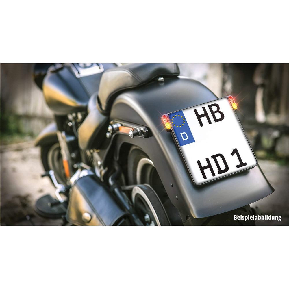 HeinzBikes ALL-IN-ONE Kennzeichenhalter mit LED Blinker, schwarz eloxiert -  günstig kaufen ▷ FC-Moto