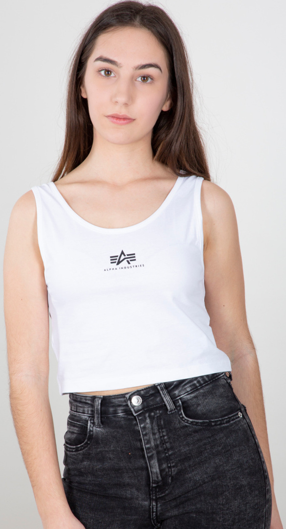 Alpha Industries Basic Crop SL Damen Tank Top, weiss, Größe L