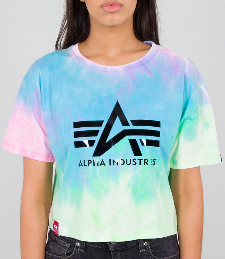 Alpha Industries Big A Batik Dames T-Shirt, groen-blauw-donkerrood, afmeting S voor vrouw