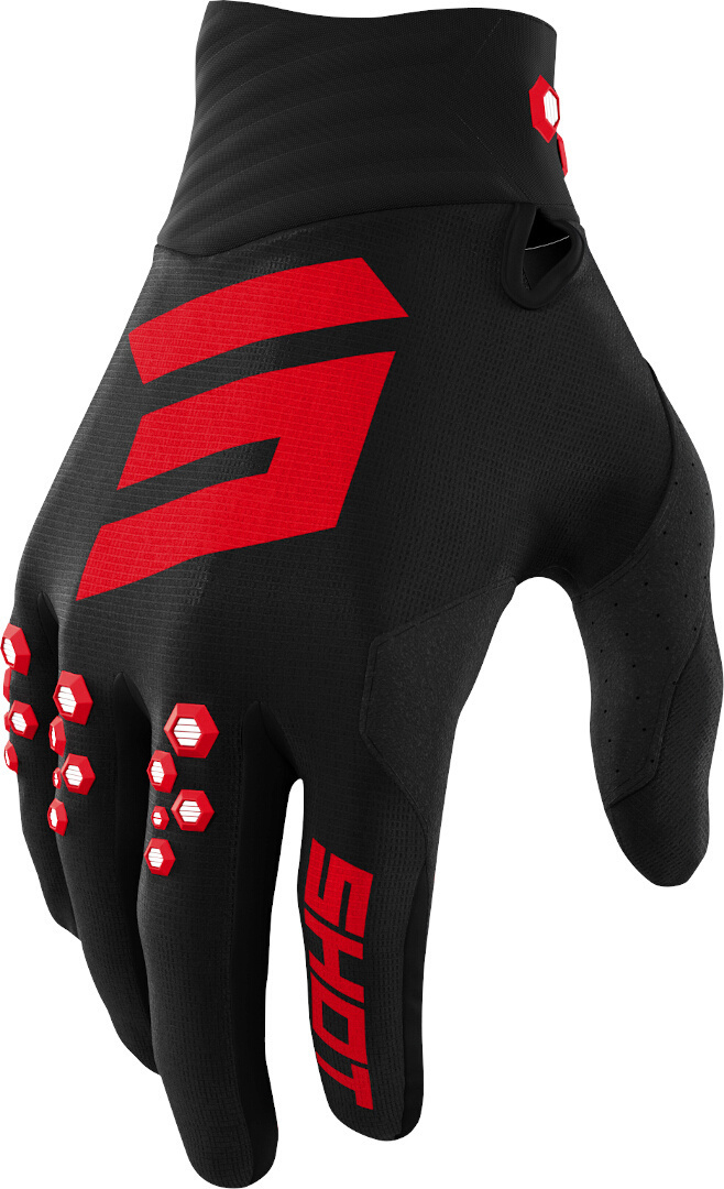 Shot Contact Motorcross handschoenen, zwart-rood, afmeting S M