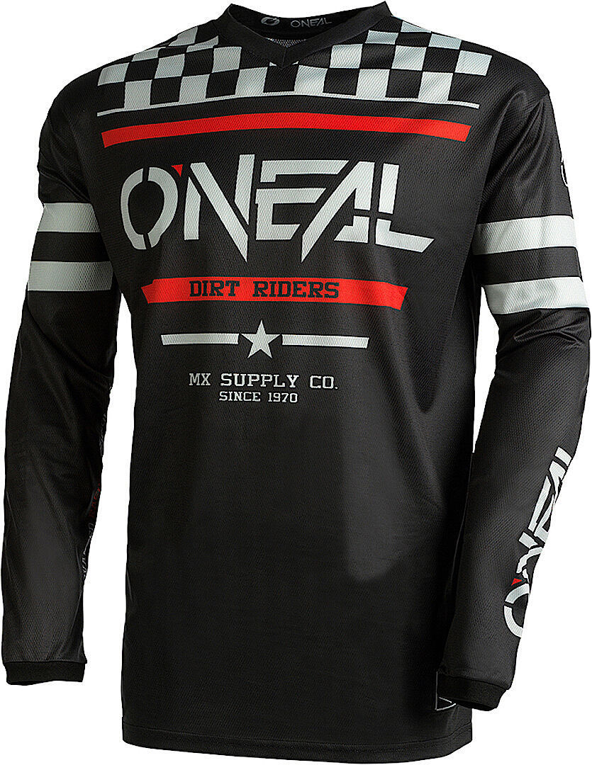Oneal Element Squadron V.22 Motocross Jersey, schwarz-grau-rot, Größe M